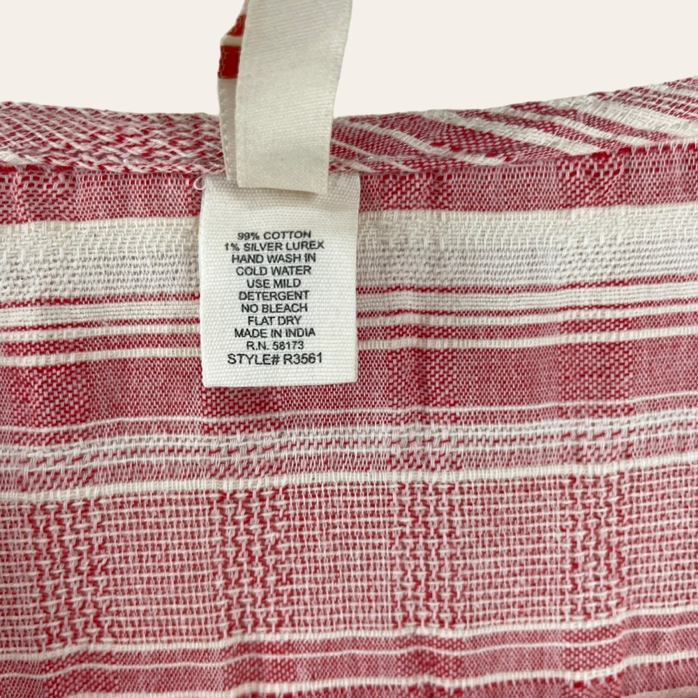 RAGA Red and Cream Striped Linen Wrap Dress - Picture 4 of 5